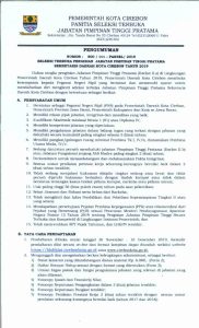 SELEKSI TERBUKA PENGISIAN JABATAN PIMPINAN TINGGI PRATAMA SEKRETARIS DAERAH KOTA CIREBON TAHUN 2019